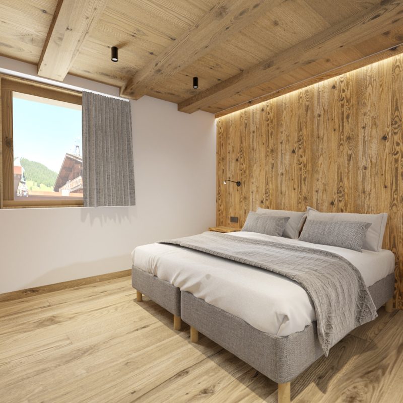 appartamento Parè in Chalet Silene a Livigno - camera matrimoniale con vista sulle montagne