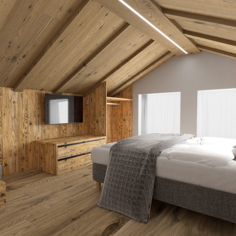 appartamento Parè in Chalet Silene a Livigno - letto su soppalco