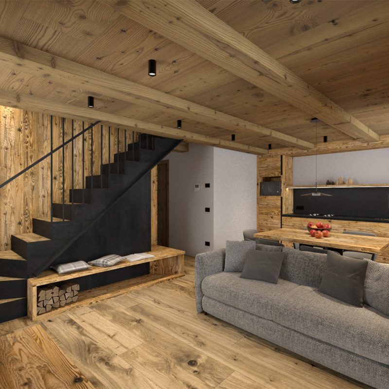 appartamento Vago in Chalet Silene a Livigno - zona giorno con divano